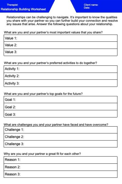 Couples Therapy Worksheet – Printable | Reprogramming Mind